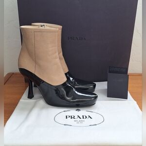 Vintage Prada Calfskin Leather Boots Two Tone Victorian Edwardian NEW Womens 6